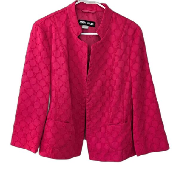 Gerry Weber Blazer Womens sz 14 Designer Waffle Weave Barbiecore Jacket Cropped - Picture 1 of 11